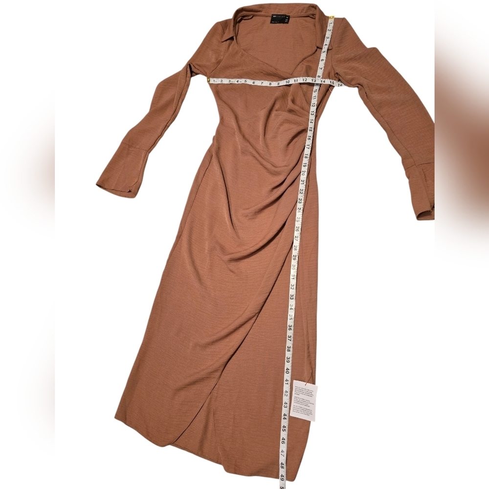 NEW ASOS DESIGN Tall 70s Drape Front Wrap Antique Rose Midi Dress 4 - Picture 8 of 12